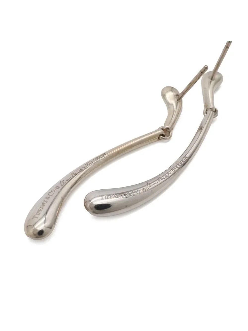Tiffany & Co Elsa Peretti Elongated Teardrop Earrings Silver